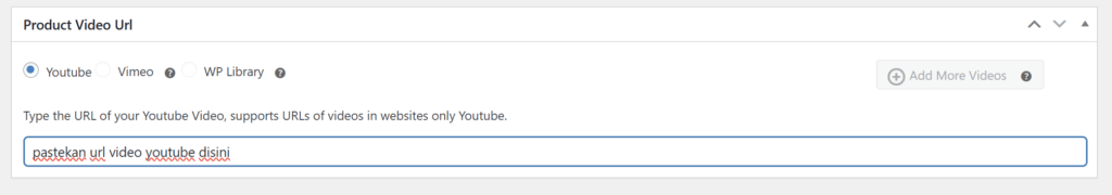 URL video di produk wordpress
