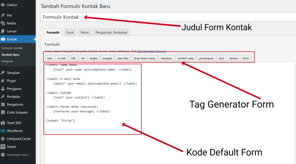 Membuat Form Kontak