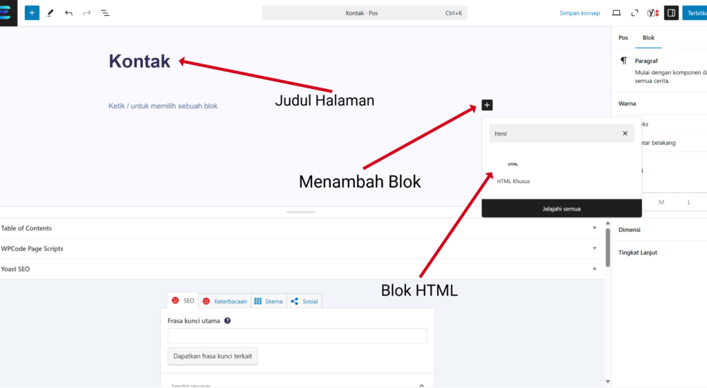 Menambahkan Form Kontak ke Halaman atau Postingan