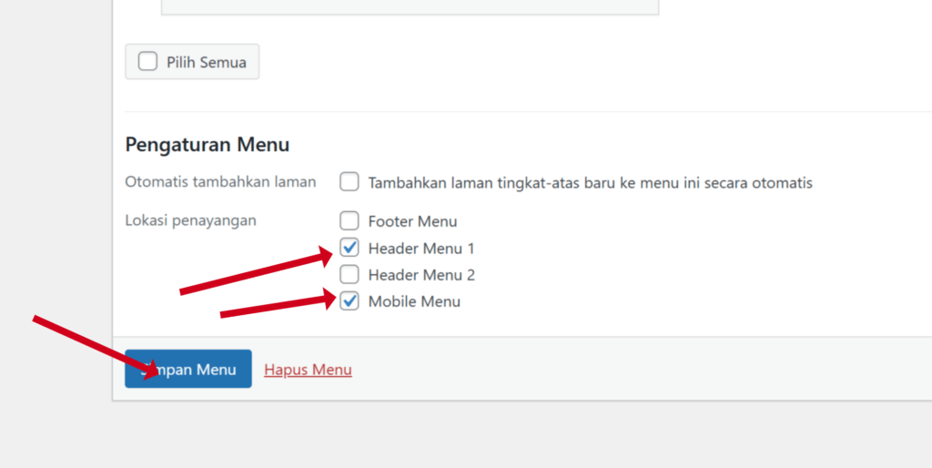 Menetapkan Lokasi Menu