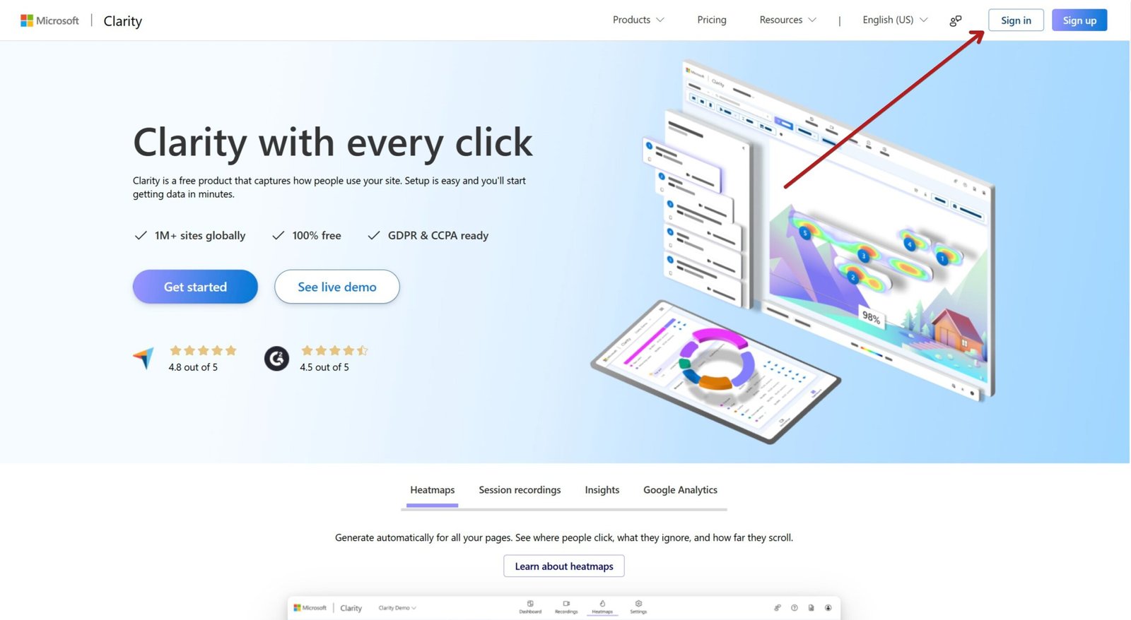 Masuk ke Situs Microsoft Clarity