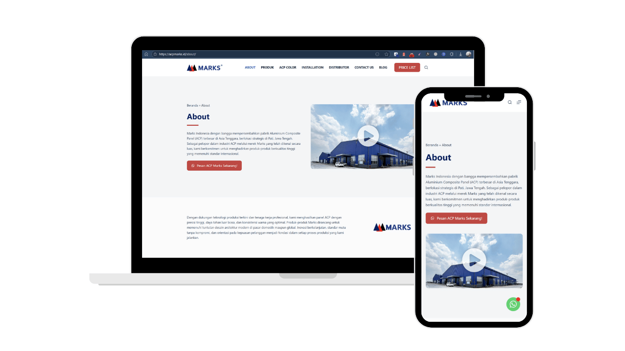 Portofolio Pembuatan Website Company Profile ACP Marks
