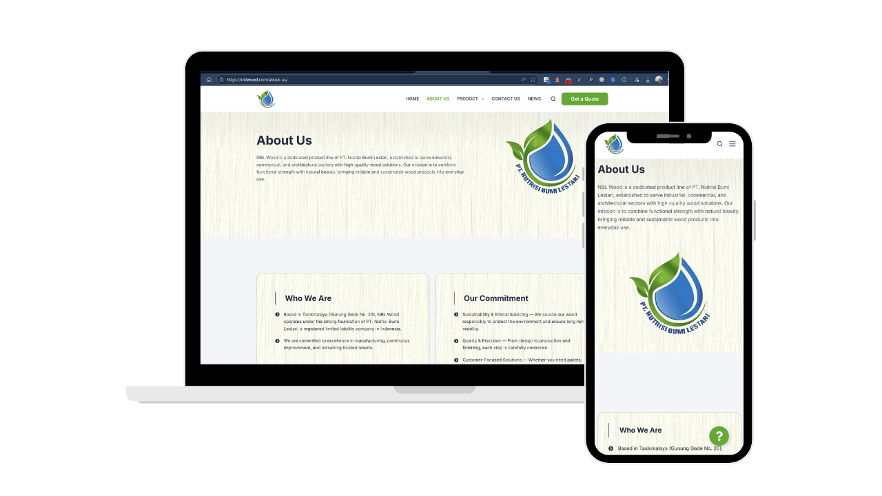 Portofolio pembuatan website NBL Wood oleh webesia