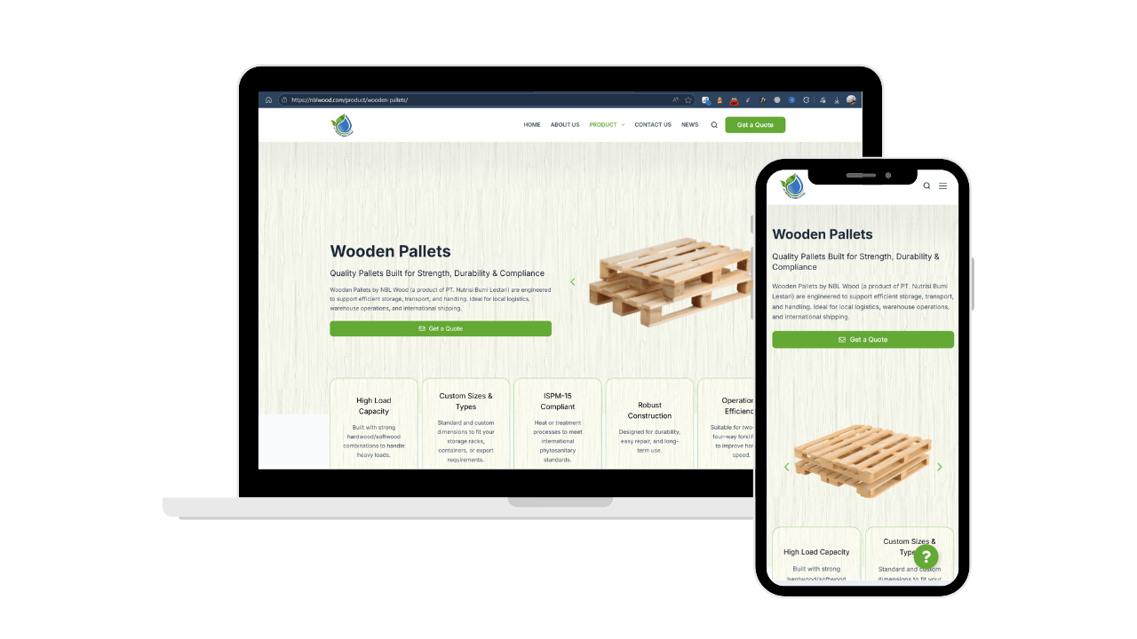 Portofolio pembuatan website NBL Wood oleh webesia